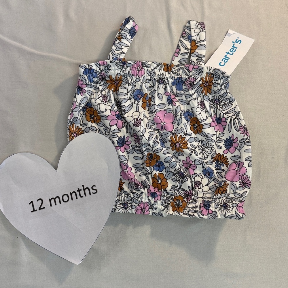 Carter's - NWT - floral tank top. Size 12 months